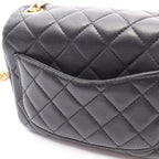 Chanel Shoulder Bag Mini Black Lambskin Quilted Small Flap Chain — view 9
