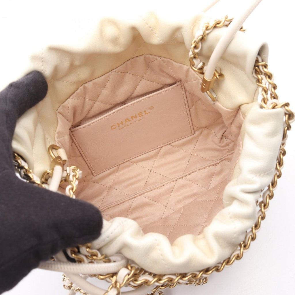 Chanel Shoulder Bag 22 Mini Champagne Gold Leather 22 Quilted Chain — view 3