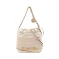 Chanel Shoulder Bag 22 Mini Champagne Gold Leather 22 Quilted Chain