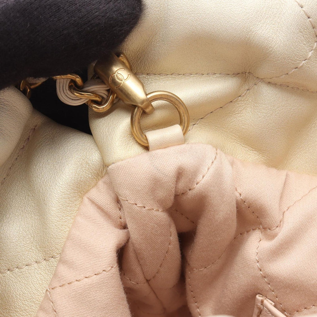 Chanel Shoulder Bag 22 Mini Champagne Gold Leather 22 Quilted Chain — view 8