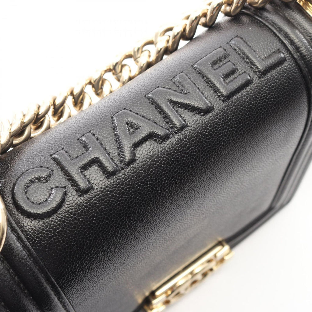 Chanel Shoulder Bag Black Caviar Leather Chain — view 8