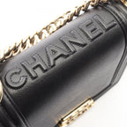 Chanel Shoulder Bag Black Caviar Leather Chain — view 8