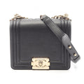 Chanel Shoulder Bag Black Caviar Leather Chain