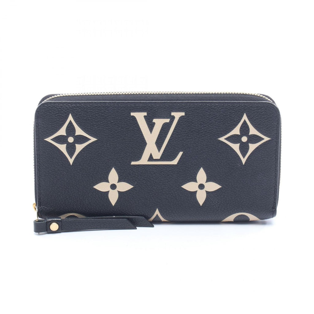 Louis Vuitton Round Wallet Zippy Bicolor Black Beige Leather