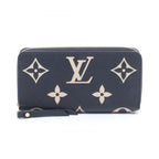Louis Vuitton Round Wallet Zippy Bicolor Black Beige Leather