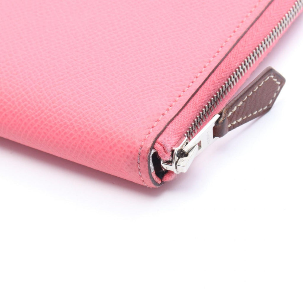 Hermes Round Wallet Azap Long Silk in Rose Azalea Leather Calf in Long — view 9