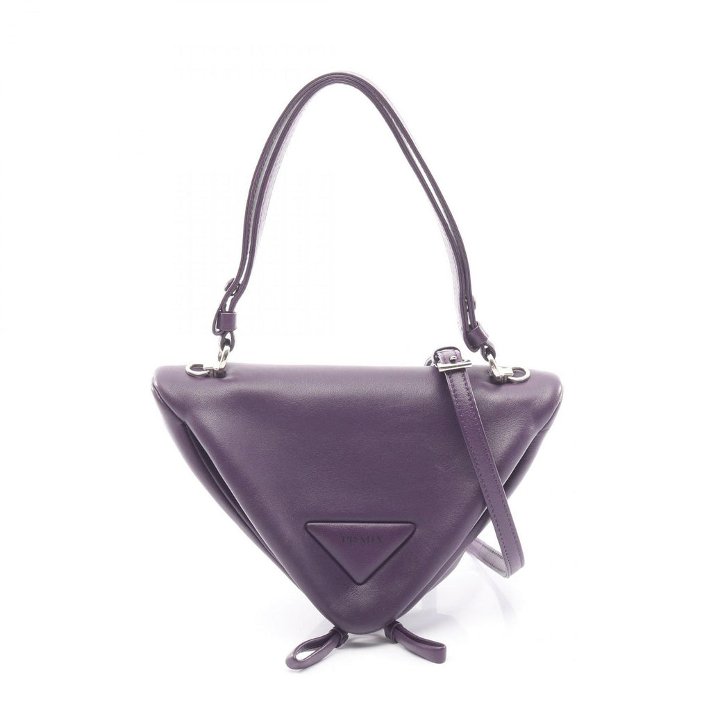 Prada Handbag Triangle 2-Way Purple Leather Bag