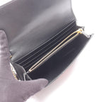 Prada Bifold Wallet Velluto Ricamo Black Fabric Leather Chain — view 3