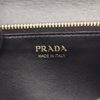 Prada Bifold Wallet Velluto Ricamo Black Fabric Leather Chain — view 4