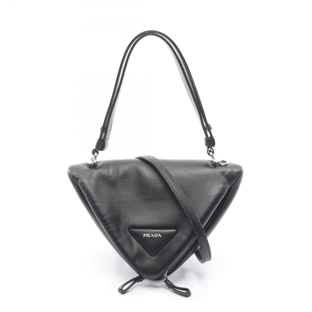 Prada Handbag Triangle 2-Way Black Leather Bag