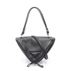 Prada Handbag Triangle 2-Way Black Leather Bag