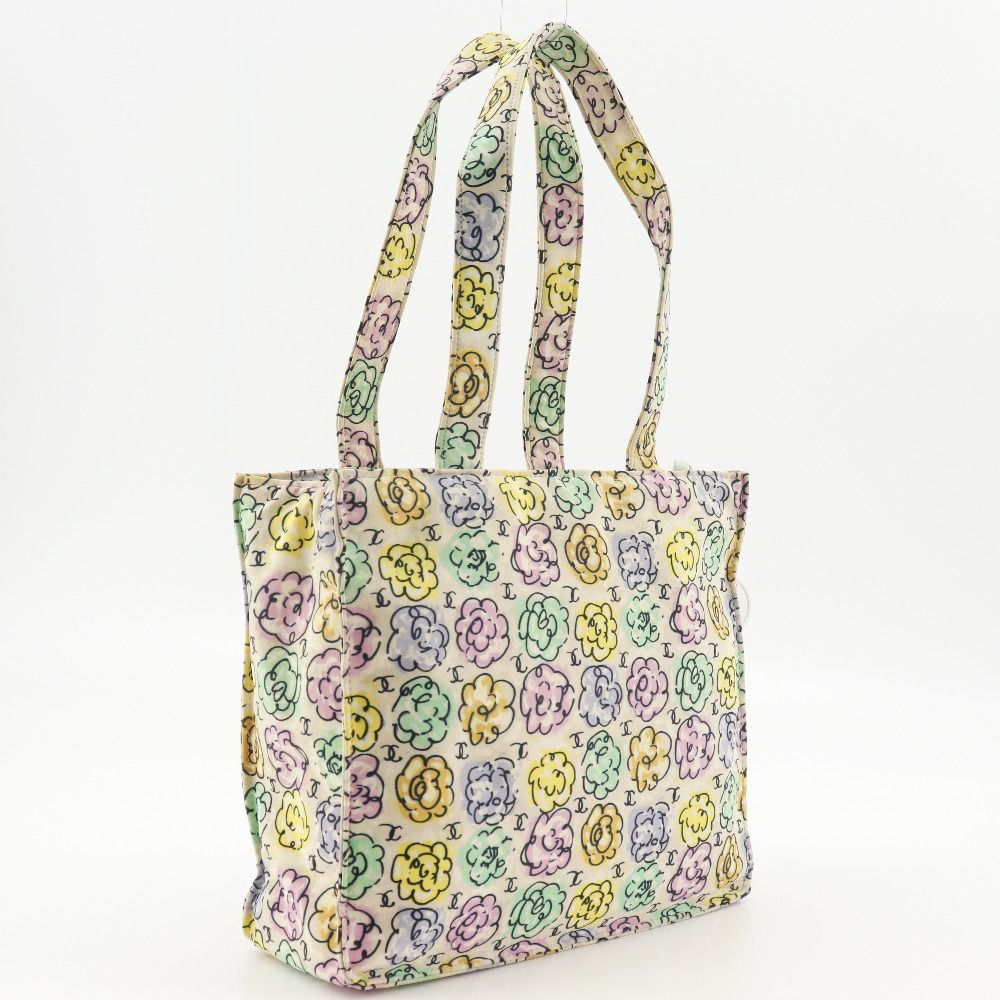 Chanel Camellia Print Mini Handbag Nylon Ivory Tote — view 3