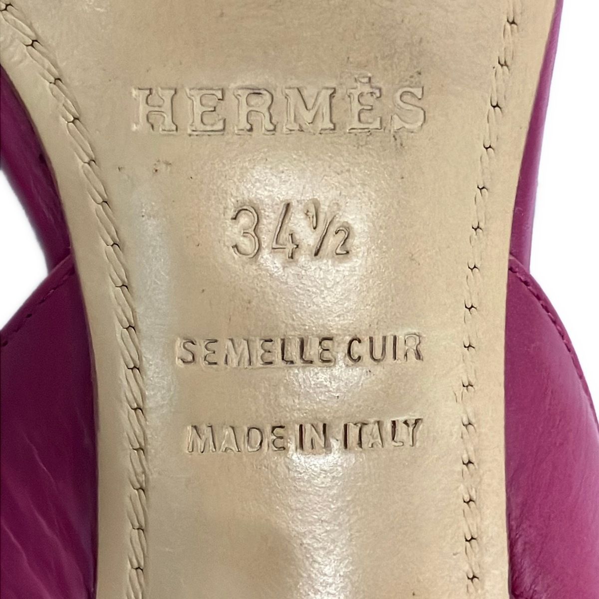 Hermes Sandals 34.5 Night Pink Leather — view 6