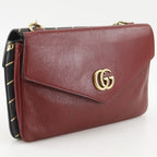 Gucci GG Cat Double Face Chain Shoulder Calf Red Black Bag — view 3