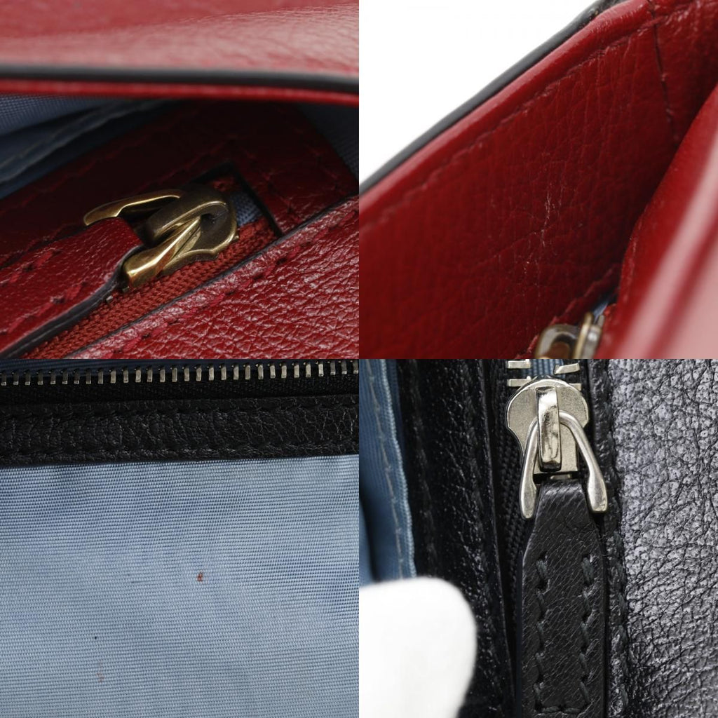 Gucci GG Cat Double Face Chain Shoulder Calf Red Black Bag — view 8