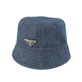 Prada Ten Denim Bucket Hat Blue Hat L Triangle Logo Aj6 Cotton