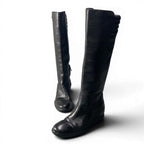 Prada Sport Long Boots Leather Side Zip 36 Black Shoes — view 3