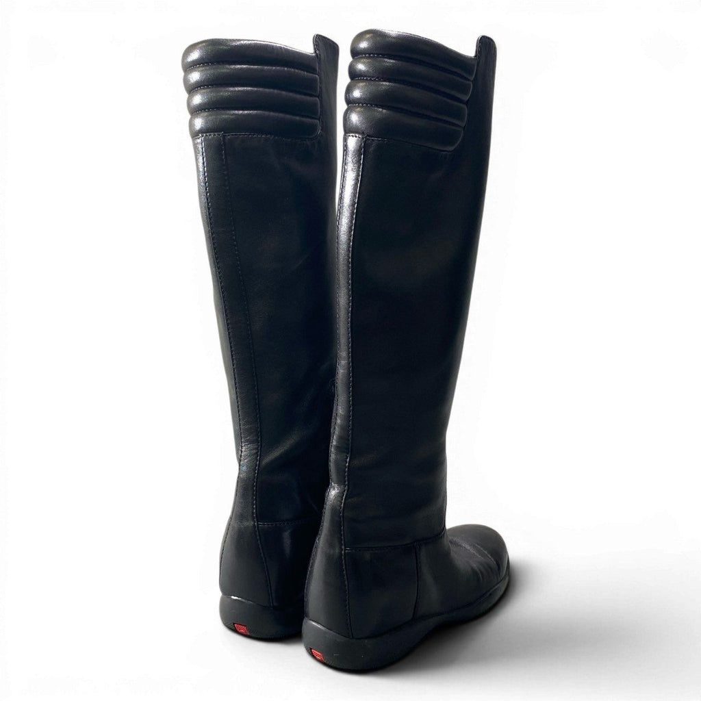 Prada Sport Long Boots Leather Side Zip 36 Black Shoes — view 5