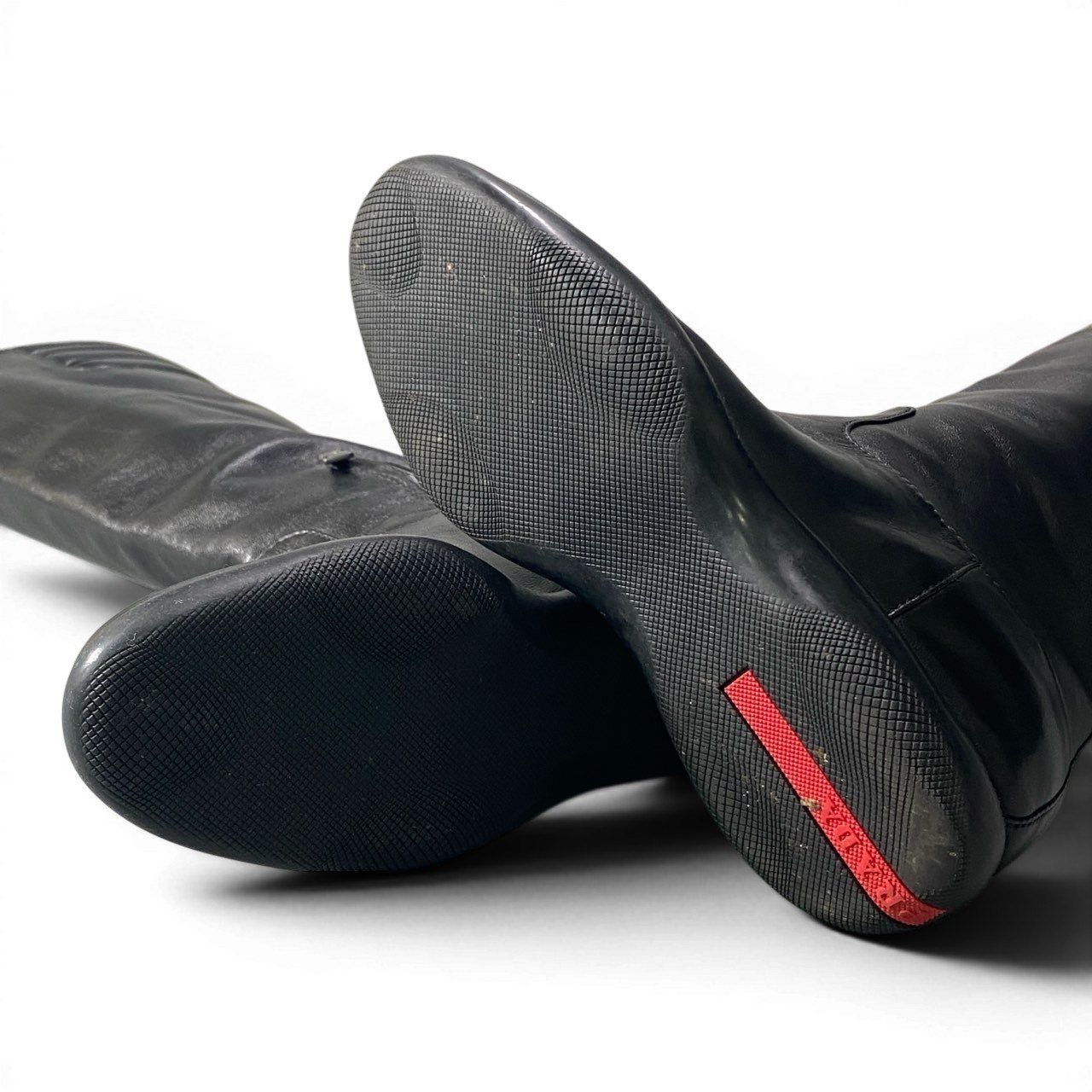 Prada Sport Long Boots Leather Side Zip 36 Black Shoes — view 7