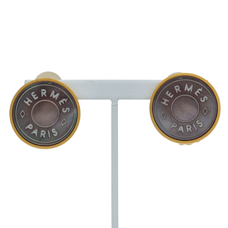 Hermes Series Earrings Shell Brass