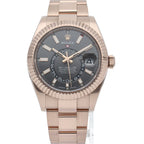 Rolex Sky Dweller Watch Oyster Calf Box 18k Pink Gold Gray Polished — view 2