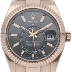 Rolex Sky Dweller Watch Oyster Calf Box 18k Pink Gold Gray Polished