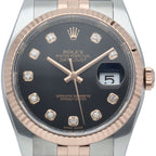 Rolex Datejust 36 Watch Diamond Box 18k Pink Gold SS