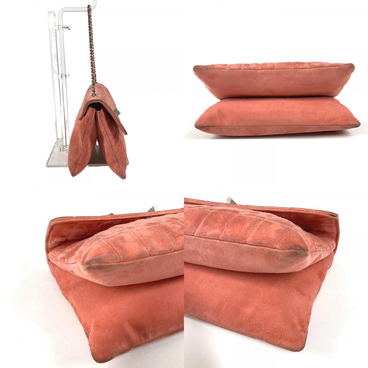 Chanel Shoulder Bag Choco Bar Suede Pink — view 8