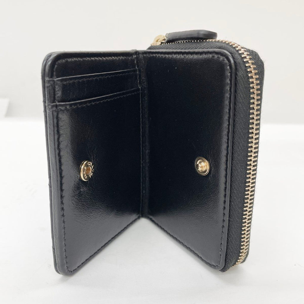 Chanel Zip Coin Purse CC Logo Lambskin Gold Black — view 4