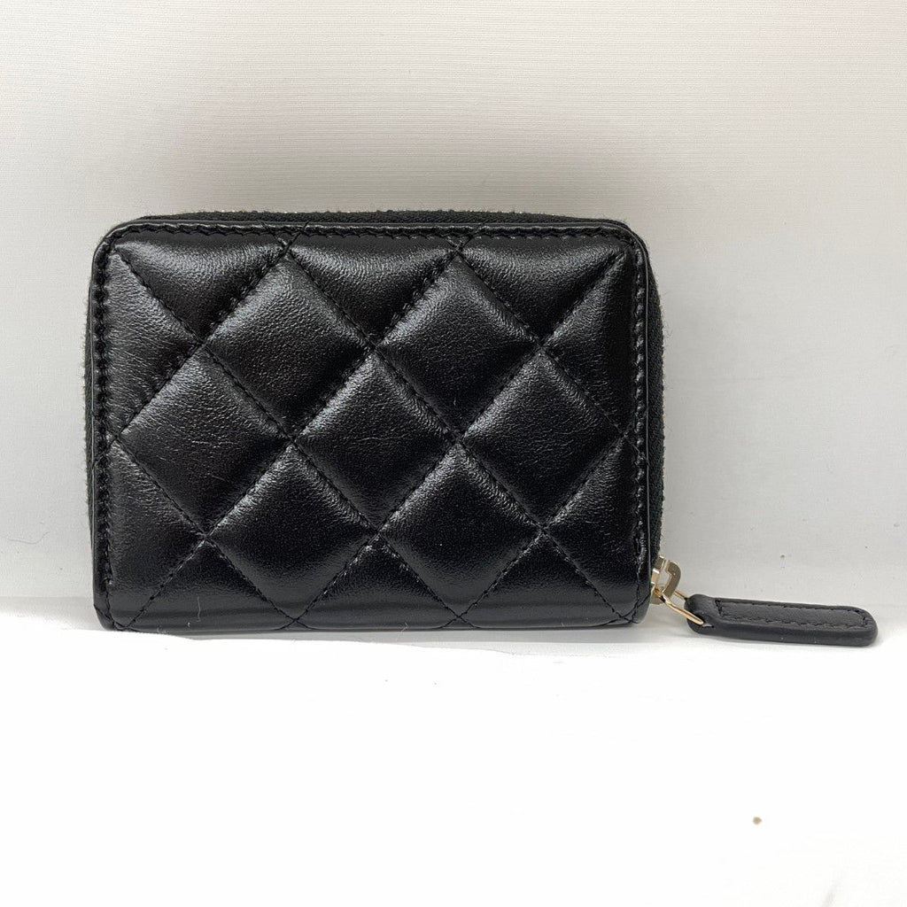Chanel Zip Coin Purse CC Logo Lambskin Gold Black — view 2