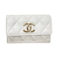 Chanel Wallet Coin Case CC Logo Small Flap Caviar Leather White