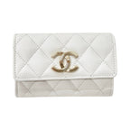Chanel Wallet Coin Case CC Logo Small Flap Caviar Leather White
