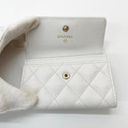 Chanel Wallet Coin Case CC Logo Small Flap Caviar Leather White — view 4