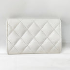 Chanel Wallet Coin Case CC Logo Small Flap Caviar Leather White — view 2