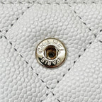 Chanel Wallet Coin Case CC Logo Small Flap Caviar Leather White — view 6