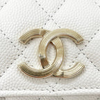 Chanel Wallet Coin Case CC Logo Small Flap Caviar Leather White — view 3