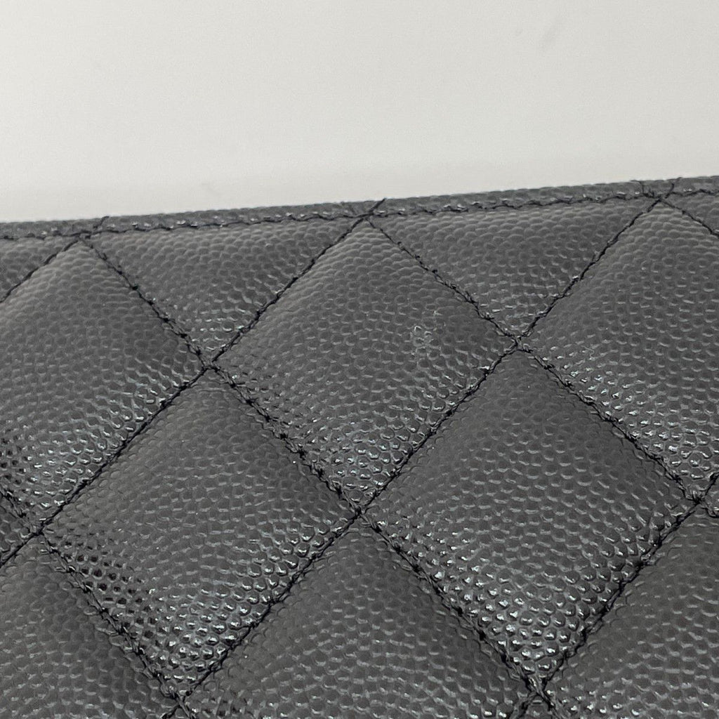 Chanel Clutch Caviar Leather Quilted Chain Wallet Black — view 4