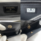 Chanel Clutch Caviar Leather Quilted Chain Wallet Black — view 9