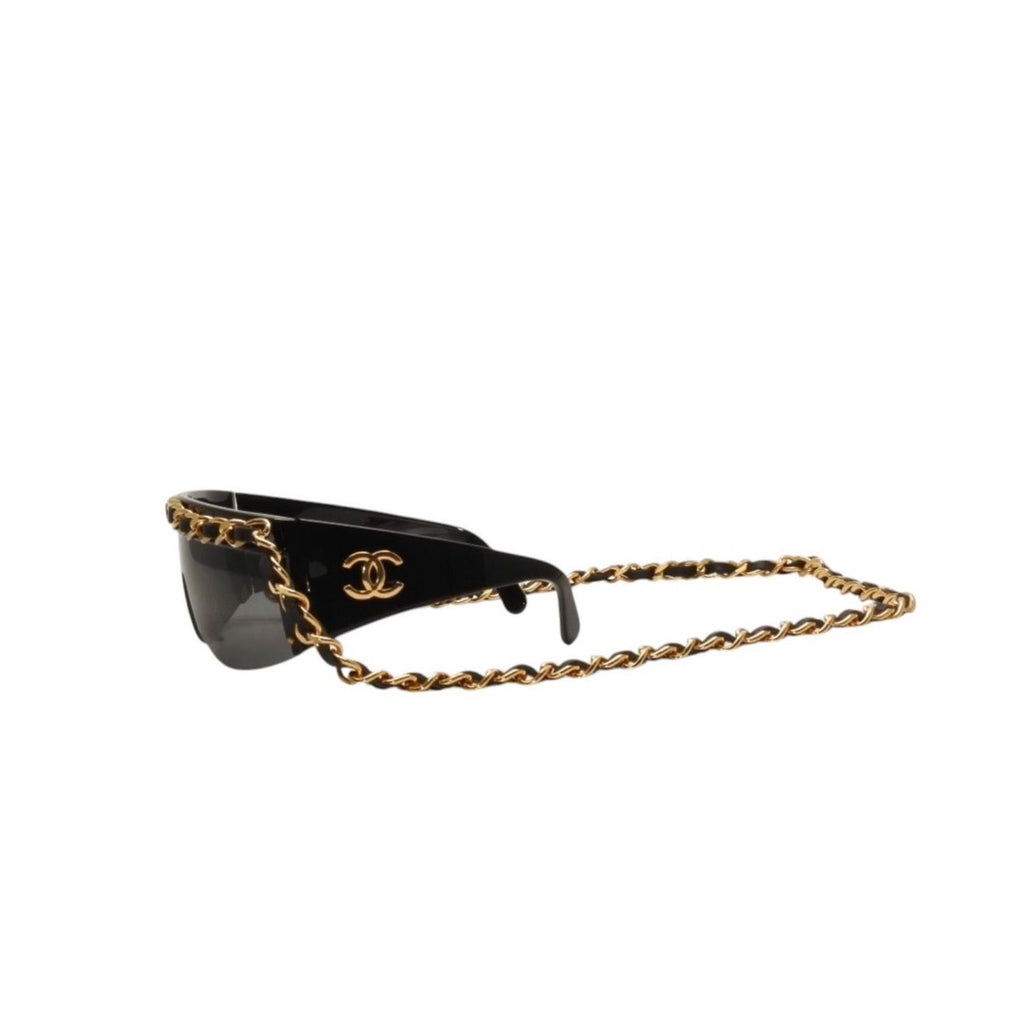 Chanel Chain Sunglasses Eyewear CC Logo Black Gold Vintage — view 3