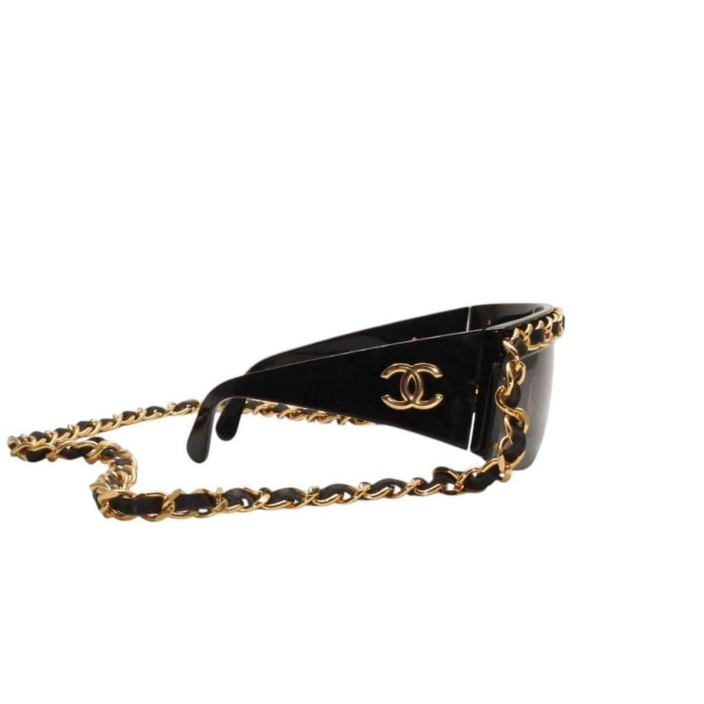 Chanel Chain Sunglasses Eyewear CC Logo Black Gold Vintage — view 4