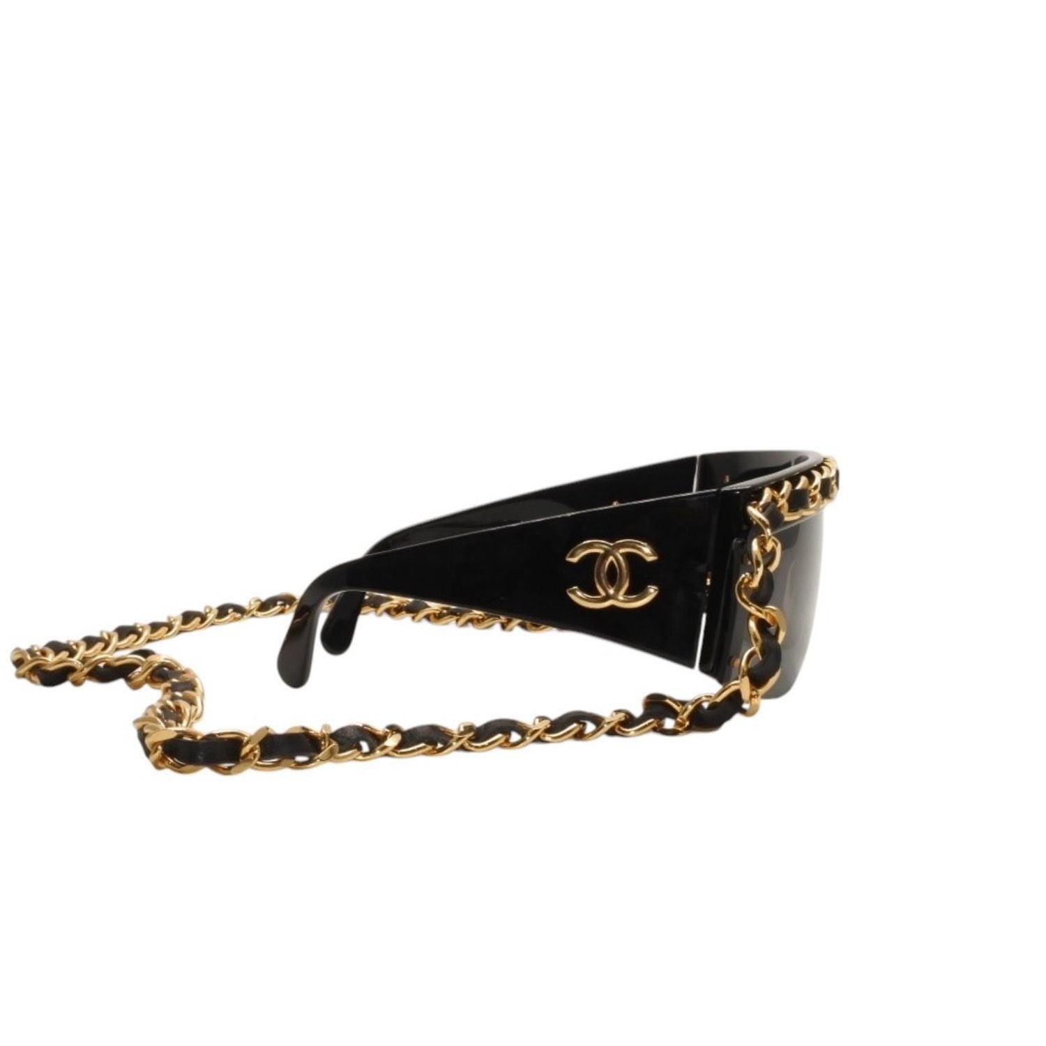 Chanel Chain Sunglasses Eyewear CC Logo Black Gold Vintage — view 4