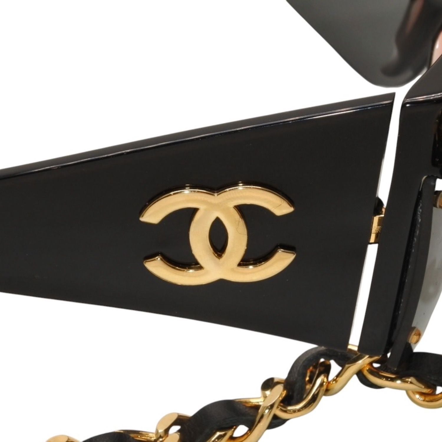 Chanel Chain Sunglasses Eyewear CC Logo Black Gold Vintage — view 8