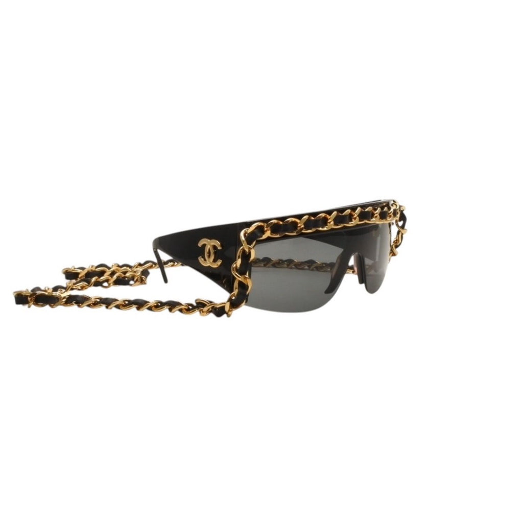 Chanel Chain Sunglasses Eyewear CC Logo Black Gold Vintage — view 5