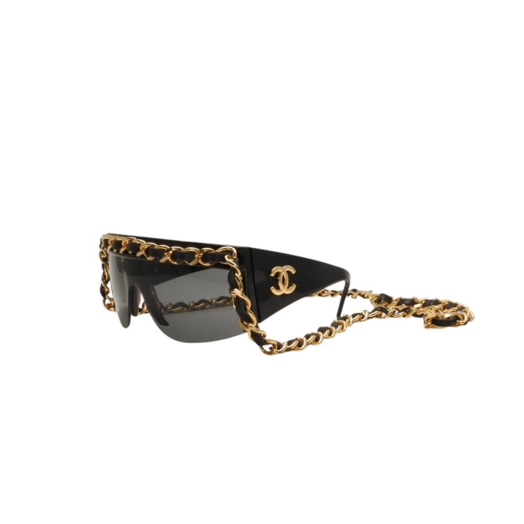 Chanel Chain Sunglasses Eyewear CC Logo Black Gold Vintage — view 6