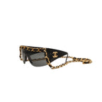 Chanel Chain Sunglasses Eyewear CC Logo Black Gold Vintage — view 6