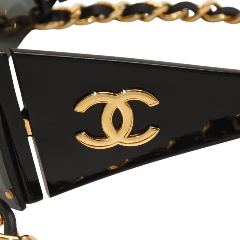 Chanel Chain Sunglasses Eyewear CC Logo Black Gold Vintage — view 7