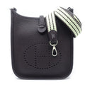 Hermes Evelyne TPM Shoulder Bag Taurillon Clemence Pull Noir Purple Silver