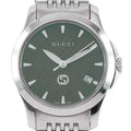 Gucci 126.5 Stainless Steel Quartz Analog Display Green Dial Watch