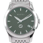 Gucci 126.5 Stainless Steel Quartz Analog Display Green Dial Watch