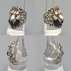 Gucci Crystal Lion Head Ring Black Aging Finish Metal
